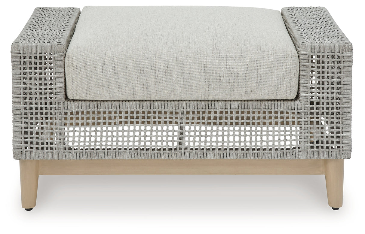 Seton Creek Gray Outdoor Ottoman with Cushion - P798-814 - Luna Furniture