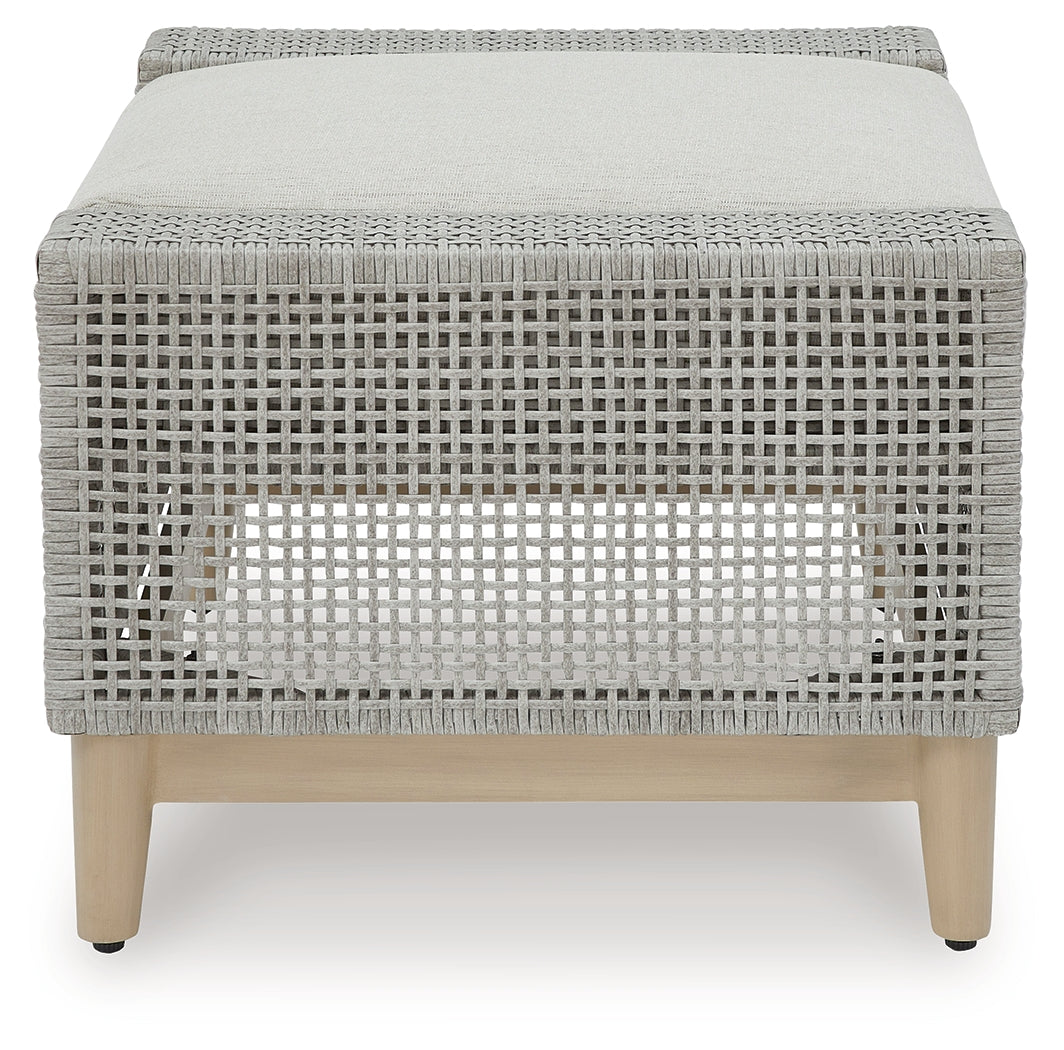 Seton Creek Gray Outdoor Ottoman with Cushion - P798-814 - Luna Furniture