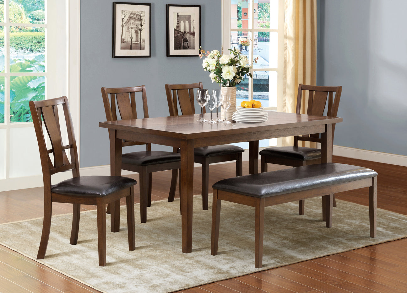 London Brown Mindy 6-Piece Dining Set from Homelegance - Luna Furniture