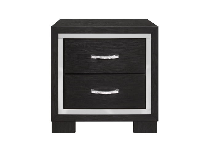 SH2216BK-4 NIGHT STAND, MELAMINE & ACRYLIC, BLACK FINISH - Luna Furniture