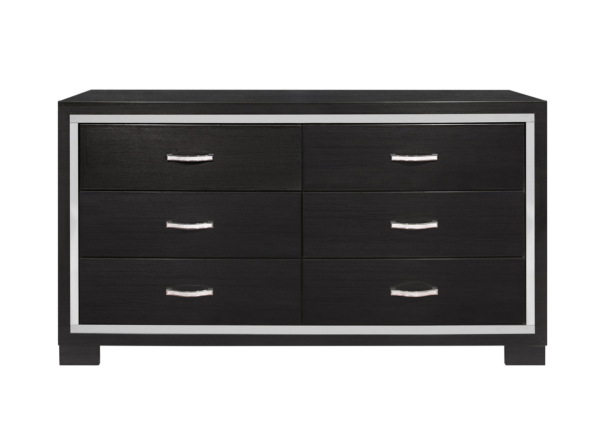 SH2216BK-5 DRESSER, MELAMINE & ACRYLIC, BLACK FINISH - Luna Furniture