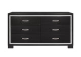 SH2216BK-5 DRESSER, MELAMINE & ACRYLIC, BLACK FINISH - Luna Furniture