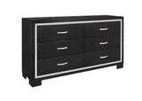 SH2216BK-5 DRESSER, MELAMINE & ACRYLIC, BLACK FINISH - Luna Furniture