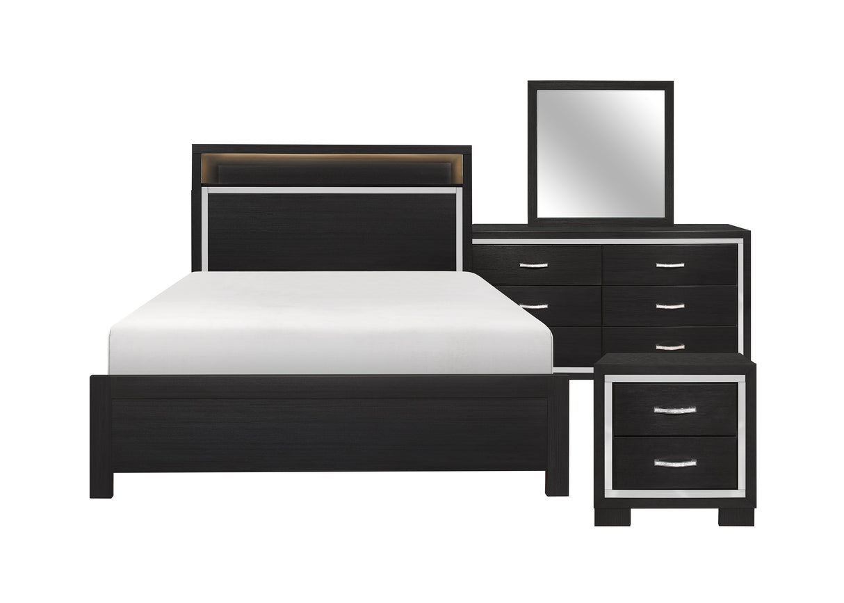 SH2216BK-5 DRESSER, MELAMINE & ACRYLIC, BLACK FINISH - Luna Furniture