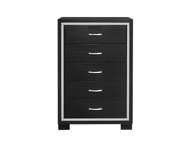 SH2216BK-9 CHEST, MELAMINE & ACRYLIC, BLACK FINISH - Luna Furniture