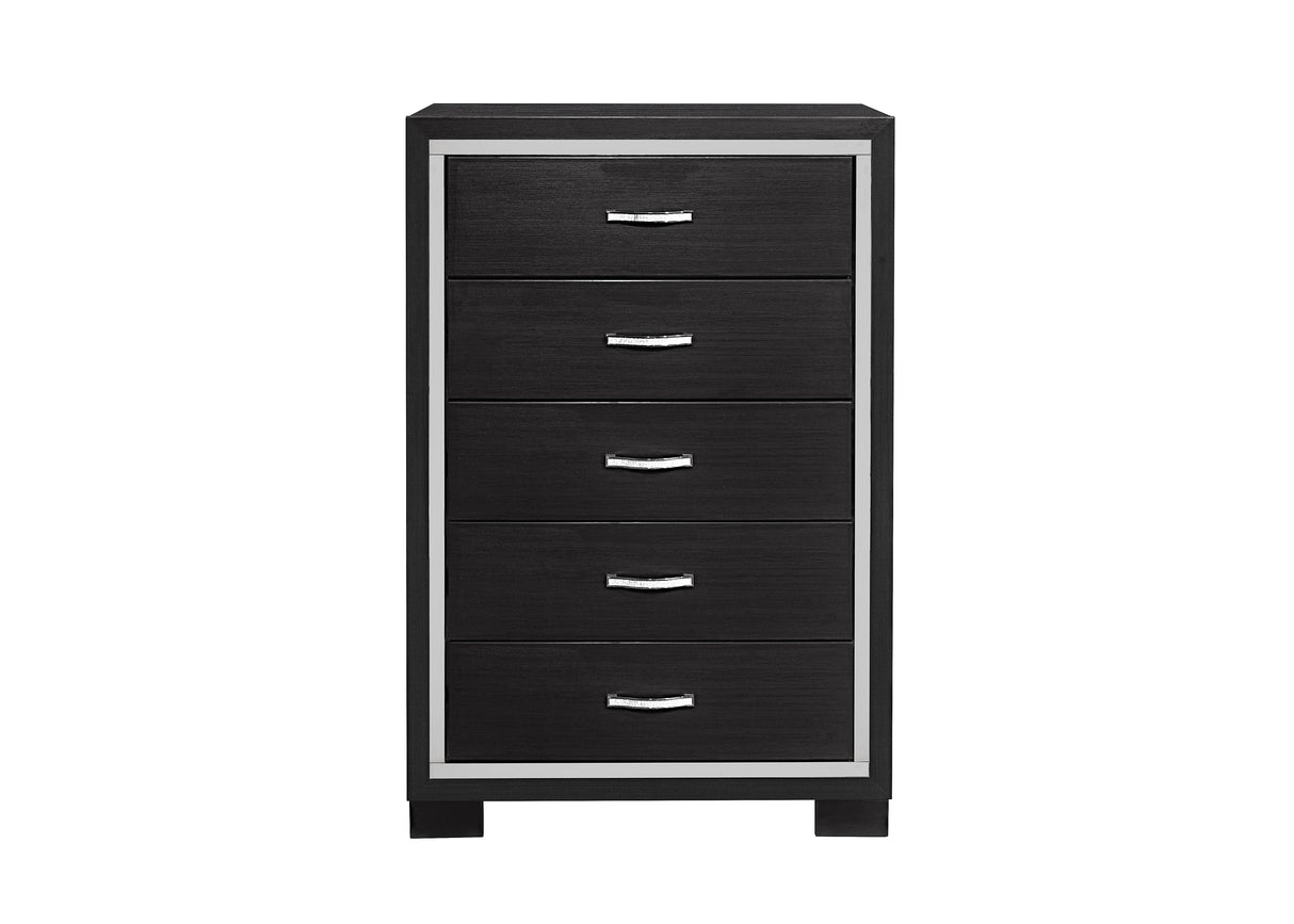 SH2216BK-9 CHEST, MELAMINE & ACRYLIC, BLACK FINISH - Luna Furniture