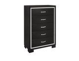 SH2216BK-9 CHEST, MELAMINE & ACRYLIC, BLACK FINISH - Luna Furniture