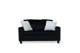 SH3189BLK-2 LOVE SEAT W/BLACK VELVET W/2 PILLOW - Luna Furniture