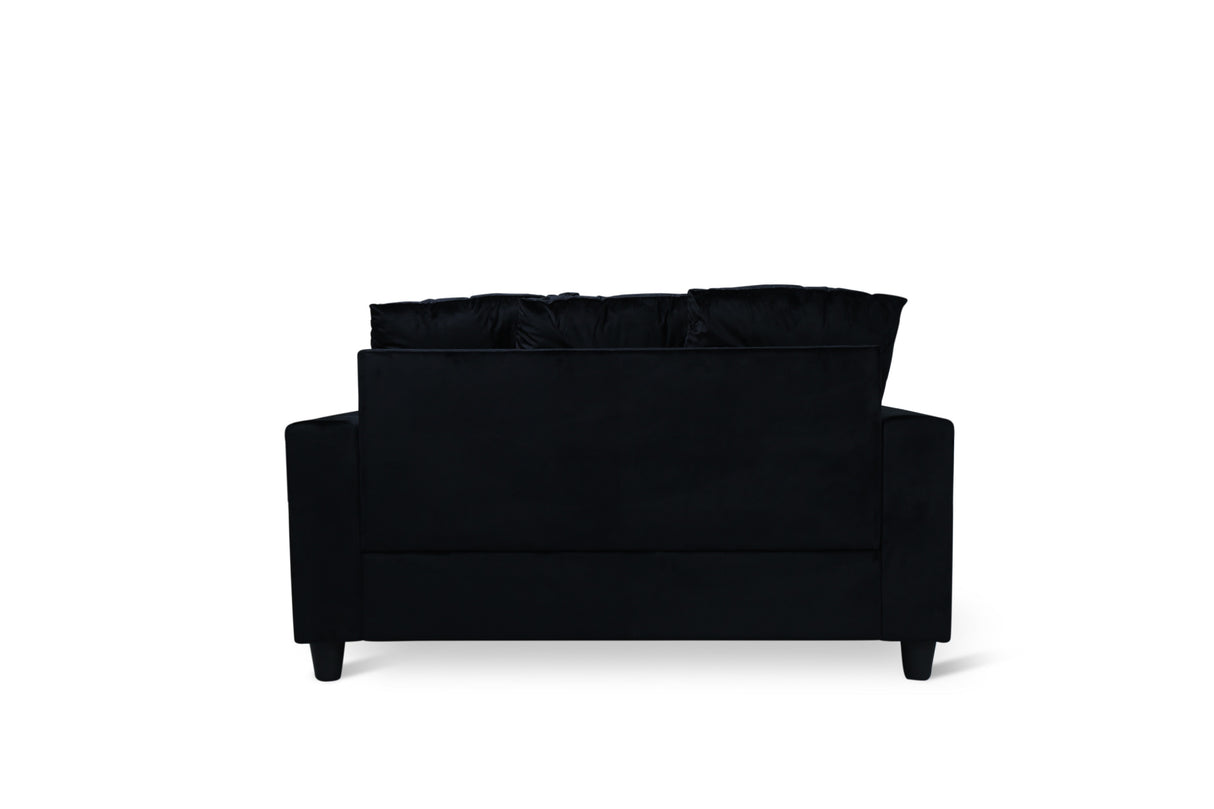 SH3189BLK-2 LOVE SEAT W/BLACK VELVET W/2 PILLOW - Luna Furniture