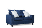 SH3189BLU-2 LOVE SEAT W/BLUE VELVET W/2 PILLOW - Luna Furniture