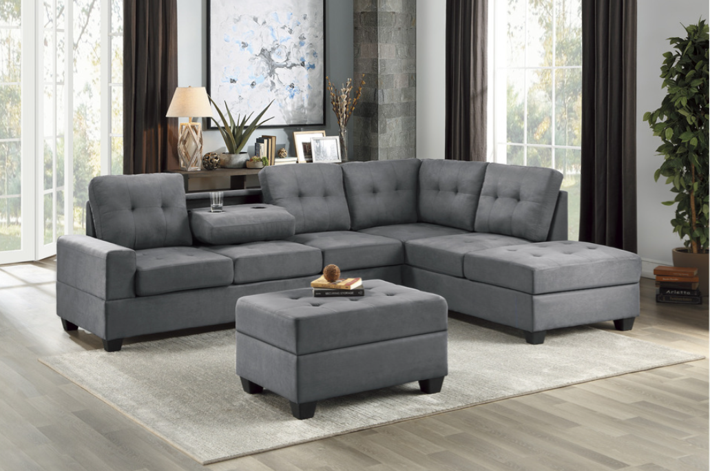 SH3223DGR-3SC 2PC REVERSIBLE SECTIONAL IN DARK GRAY - Luna Furniture