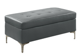 SH8378GRY-4 OTTOMAN W/GREY PU - Luna Furniture