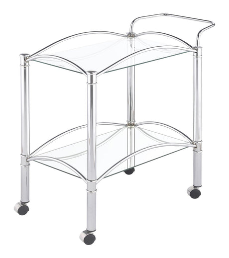 Shadix Chrome/Clear 2-Tier Serving Cart with Glass Top from Coaster - Luna Furniture