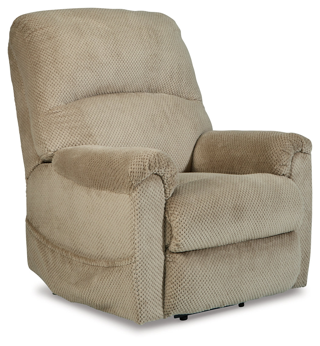 Shadowboxer Toast Power Lift Recliner from Ashley - Luna Furniture