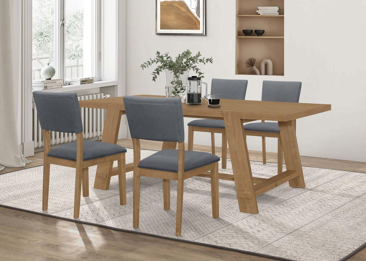 Sharon 5-piece Rectangular Trestle Base Dining Table Set Blue and Brown - 104171-S5 - Luna Furniture