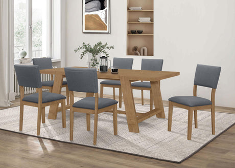 Sharon 7-piece Rectangular Trestle Base Dining Table Set Blue and Brown - 104171-S7 - Luna Furniture