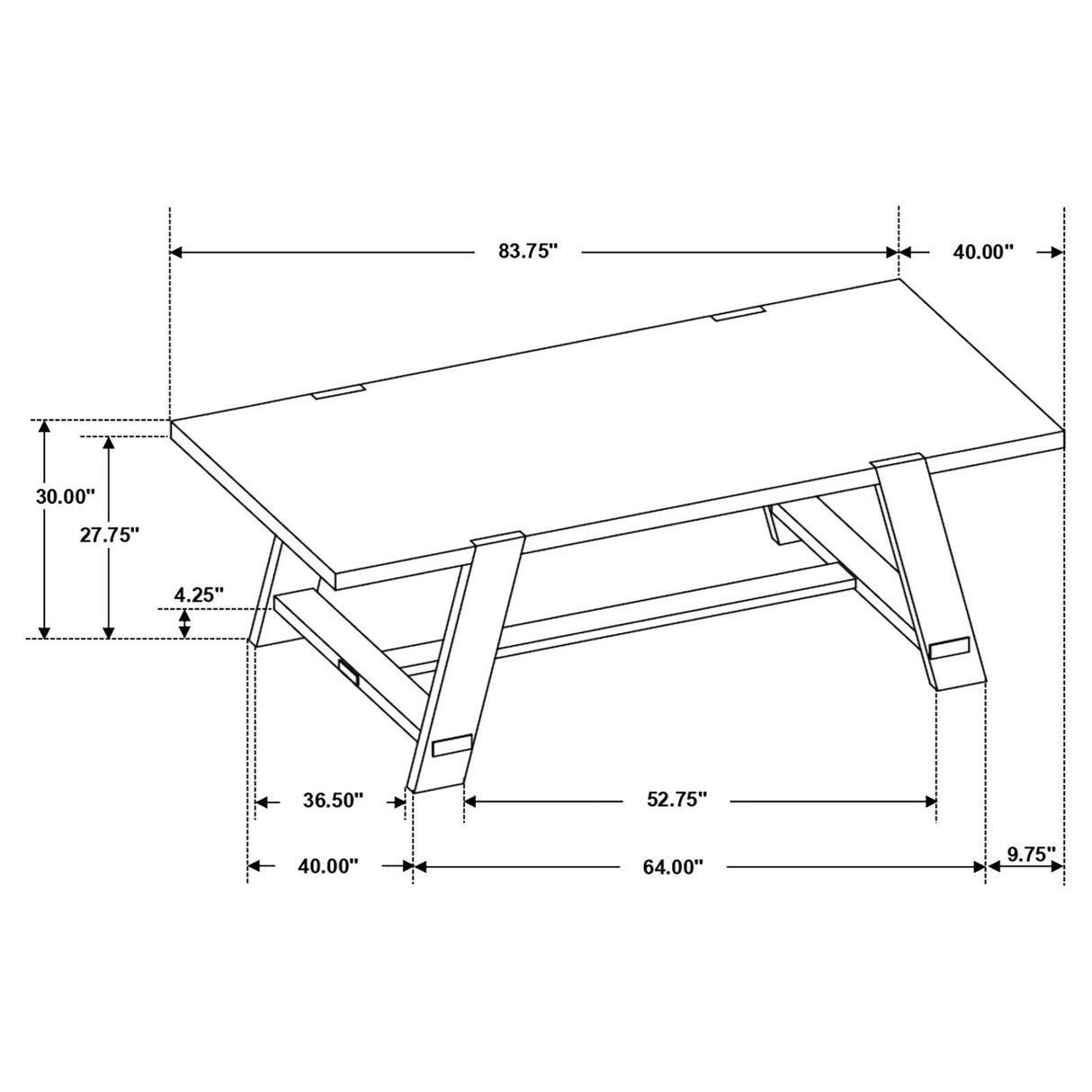 Sharon Rectangular Trestle Base Dining Table Blue and Brown - 104171 - Luna Furniture