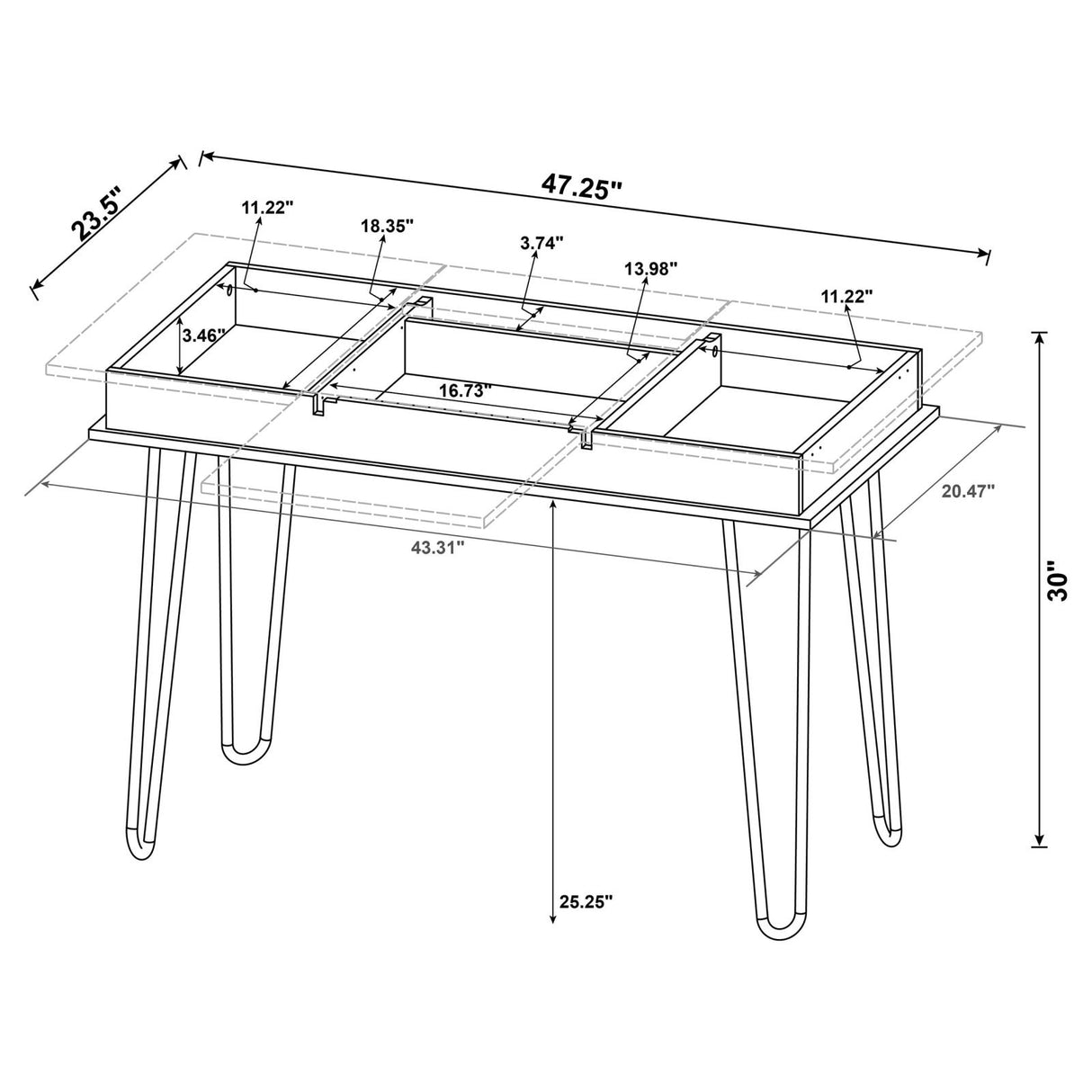 Sheeran Rustic Amber Writing Desk with 4 Hidden Storages from Coaster - Luna Furniture