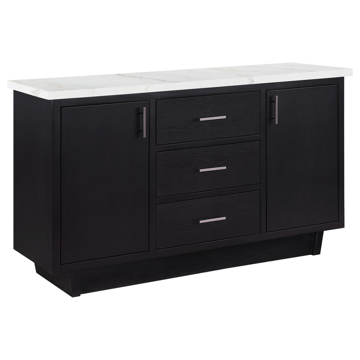 Sherry 3-drawer Marble Top Dining Sideboard Server White and Rustic Espresso from Coaster - Luna Furniture