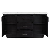 Sherry 3-drawer Marble Top Dining Sideboard Server White and Rustic Espresso from Coaster - Luna Furniture