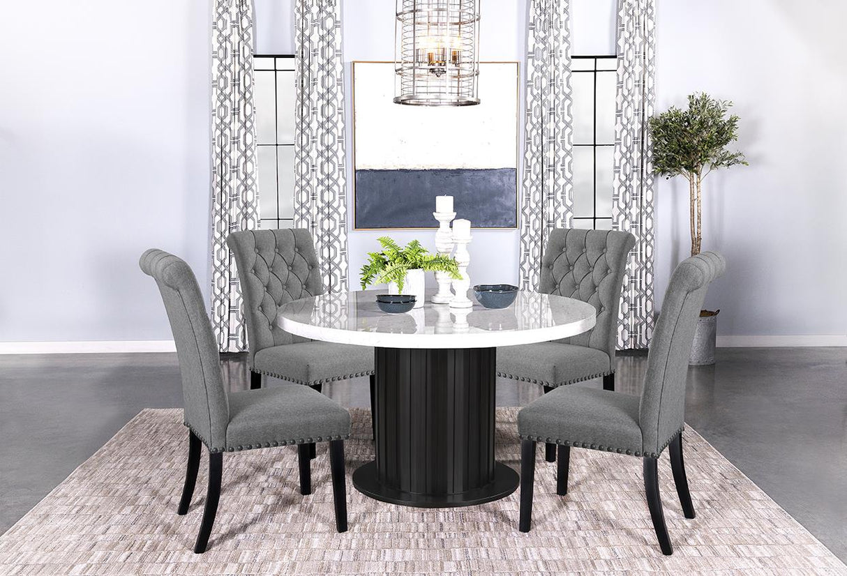 Sherry Gray Fabric 5-Piece Round Dining Set from Coaster - Luna Furniture