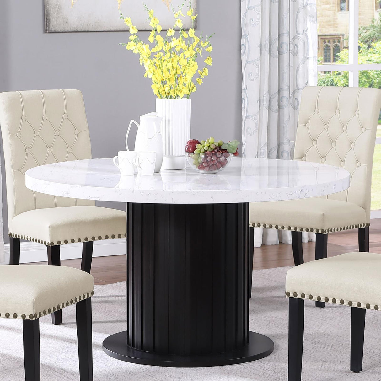 Sherry Rustic Espresso/White Round Dining Table from Coaster - Luna Furniture