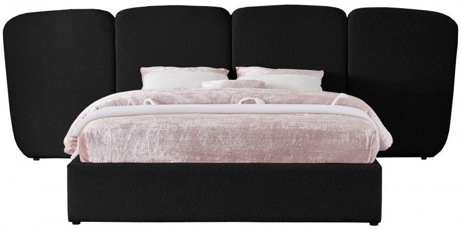 Shiloh Boucle Fabric King Bed (3 Boxes) Black from Meridian - Luna Furniture