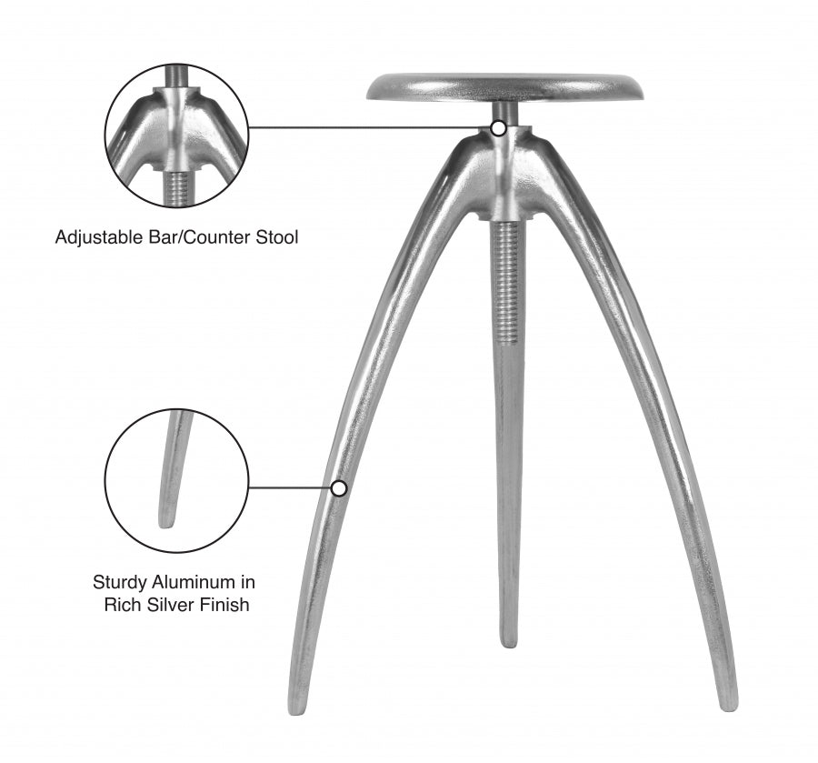 Clara Silver Bar | Counter Stool from Meridian - Luna Furniture