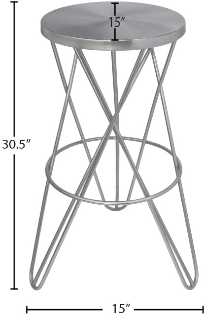 Mercury Silver Bar Stool from Meridian - Luna Furniture