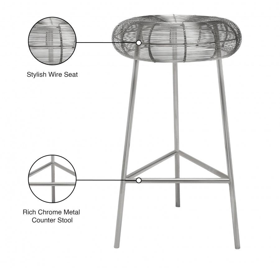 Tuscany Silver Counter Stool from Meridian - Luna Furniture