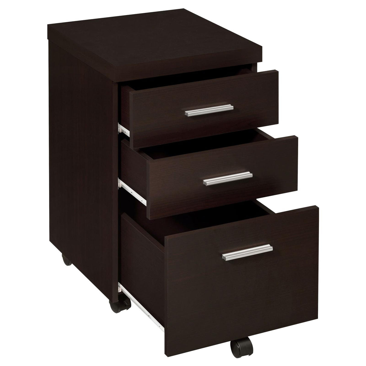 Skeena Cappuccino 3-Drawer Mobile Storage Cabinet from Coaster - Luna Furniture