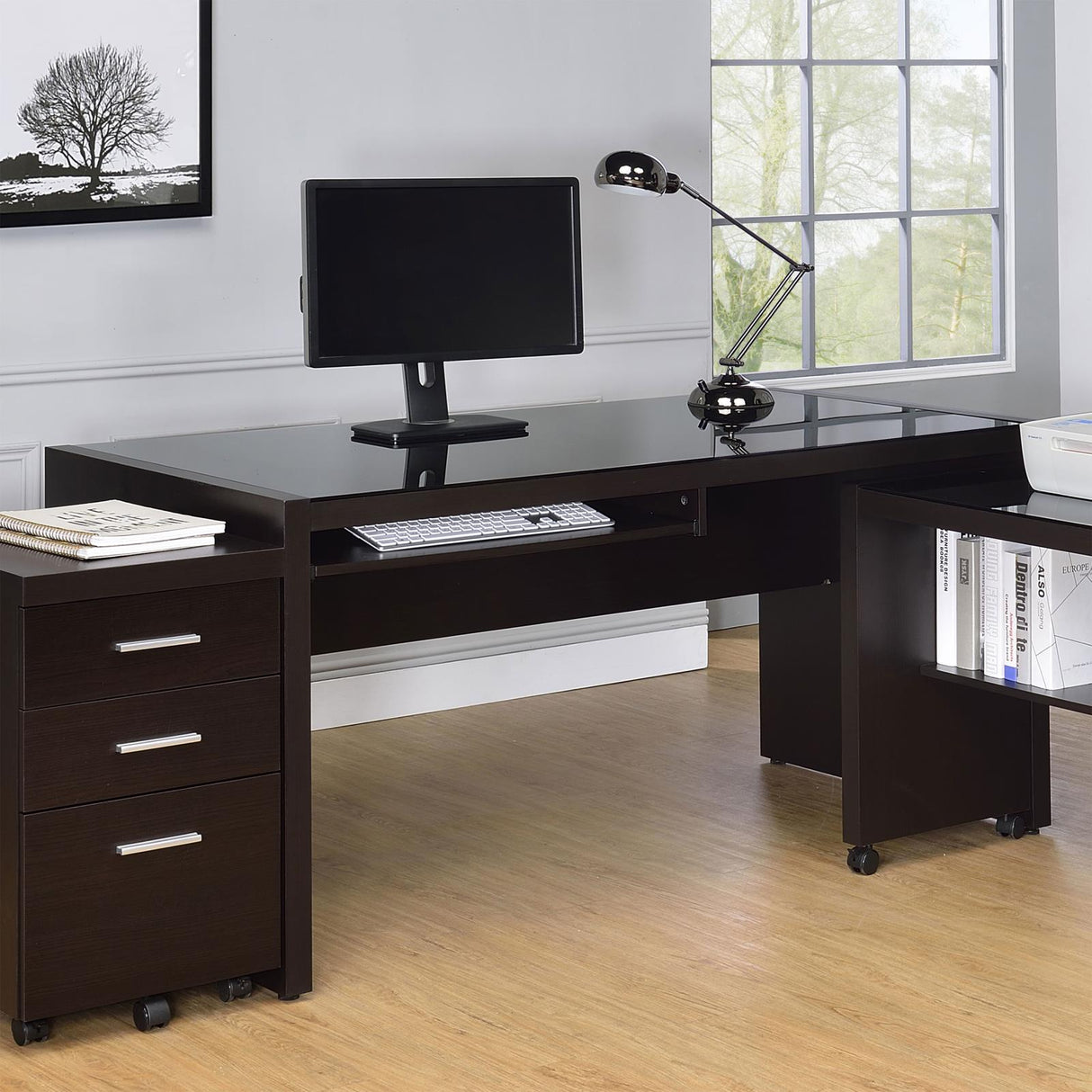 Skeena Cappuccino Computer Desk with Keyboard Drawer from Coaster - Luna Furniture