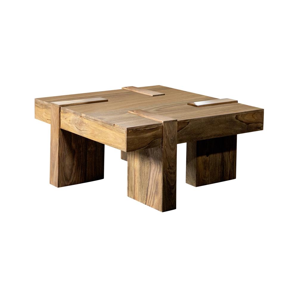 Skeet Natural Sheesham Wooden Square Coffee Table from Coaster - Luna Furniture