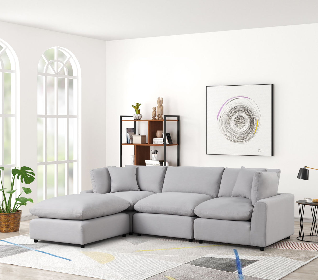 SKY Gray Linen Modular Sectional - SKY GRAY LINEN - Luna Furniture