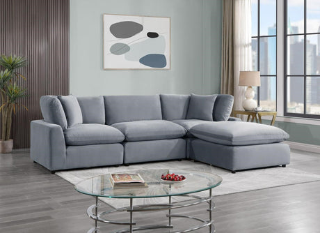 SKY Grey Velvet Modular Sectional (QTY 2 LEFT) - SKY GREY VELVET - Luna Furniture