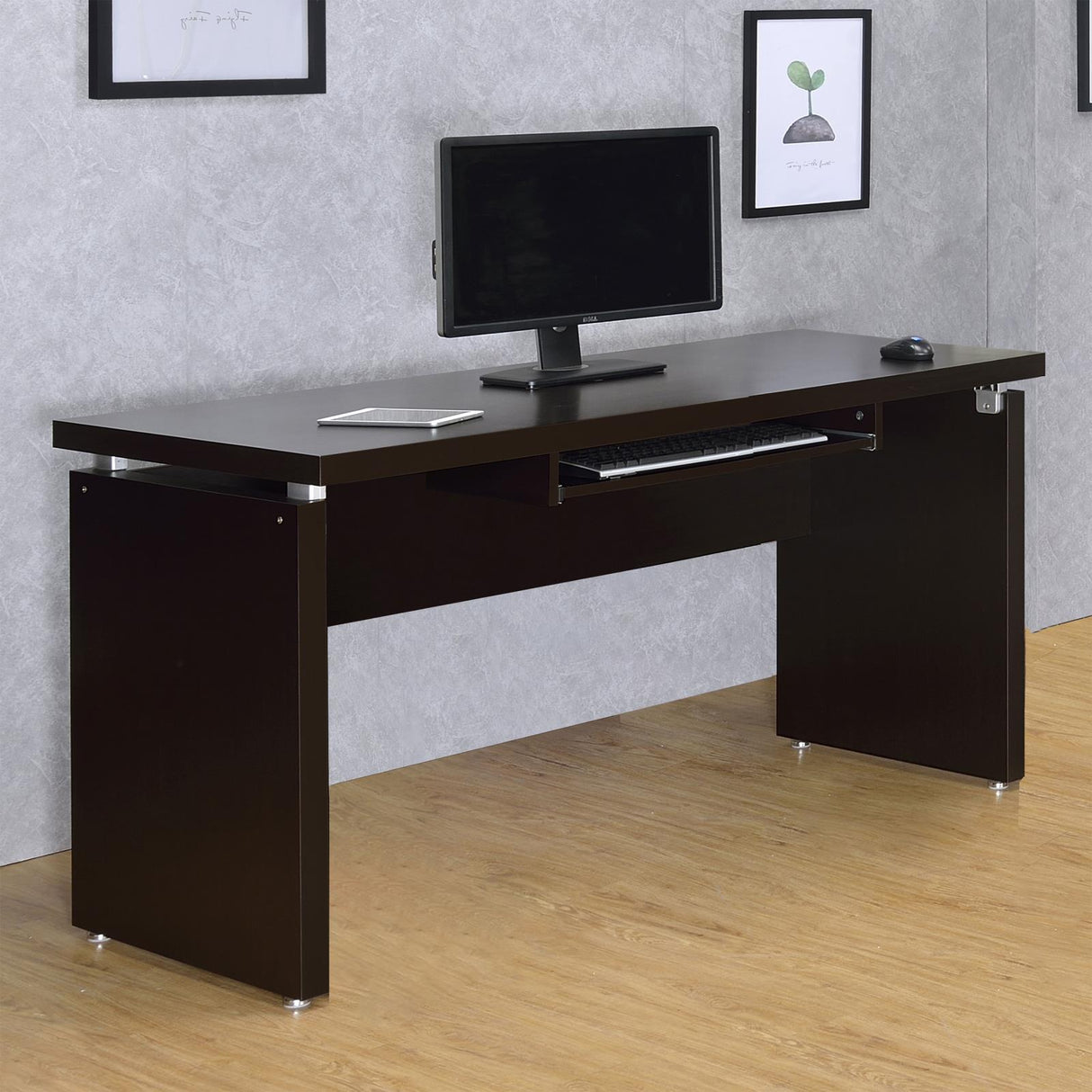 Skylar Cappuccino Computer Desk with Keyboard Drawer from Coaster - Luna Furniture