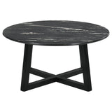 Skylark Round Coffee Table with Marble-like Top Letizia and Light Oak from Coaster - Luna Furniture