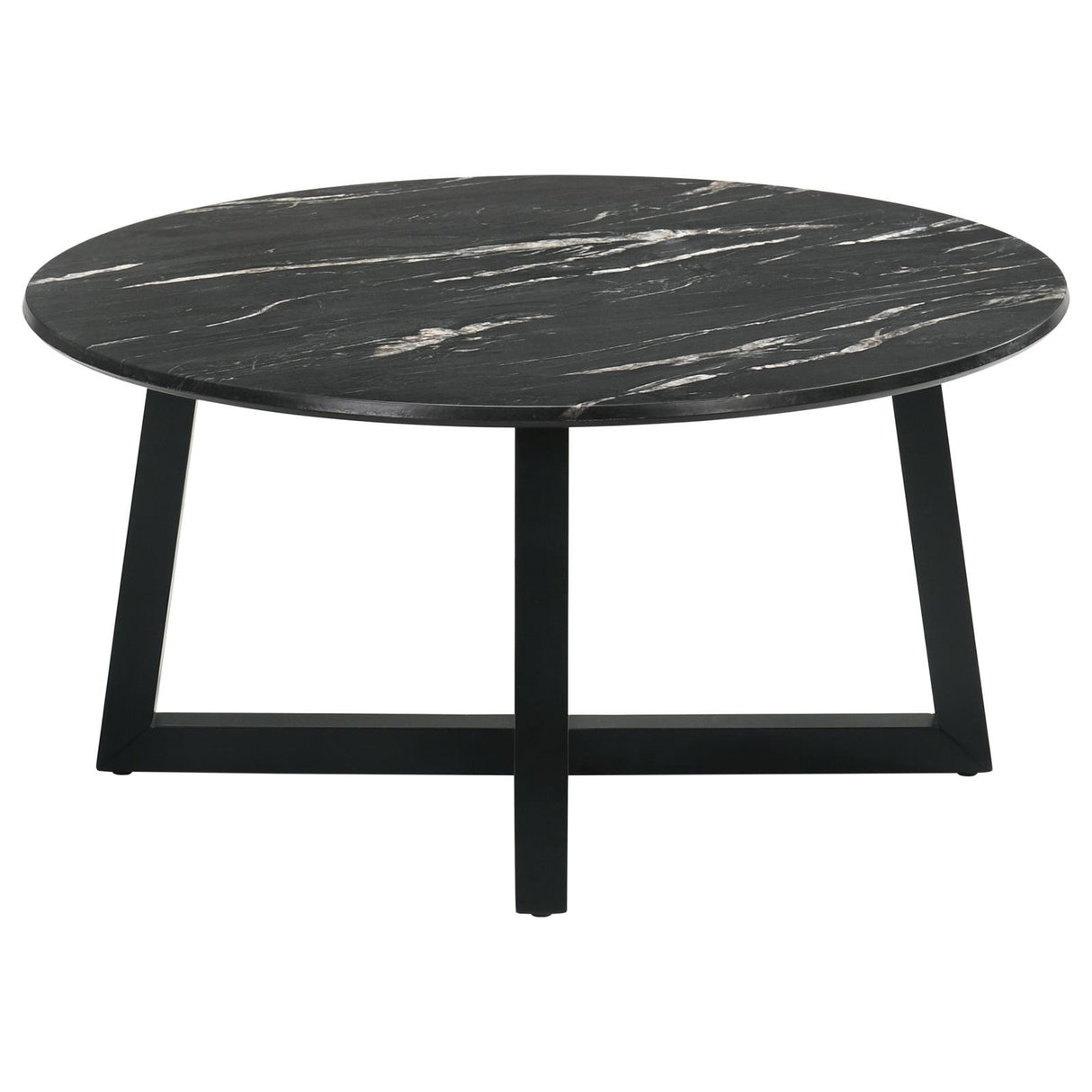 Skylark Round Coffee Table with Marble-like Top Letizia and Light Oak from Coaster - Luna Furniture