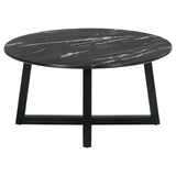 Skylark Round Coffee Table with Marble-like Top Letizia and Light Oak from Coaster - Luna Furniture