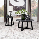 Skylark Round Coffee Table with Marble-like Top Letizia and Light Oak from Coaster - Luna Furniture