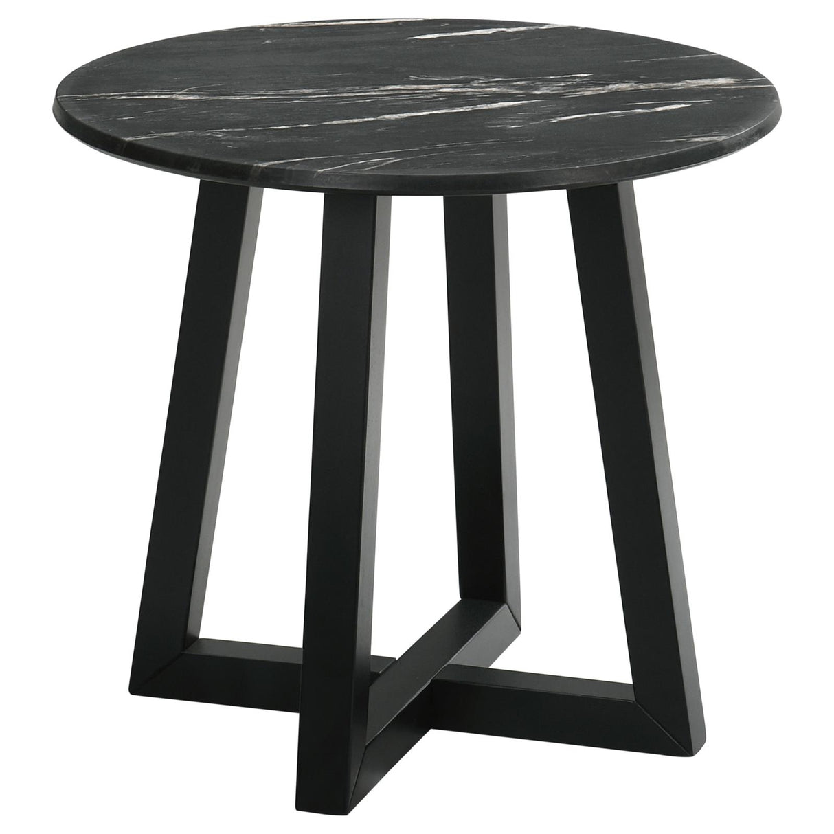 Skylark Round End Table with Marble-like Top Letizia and Light Oak from Coaster - Luna Furniture