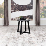 Skylark Round End Table with Marble-like Top Letizia and Light Oak from Coaster - Luna Furniture