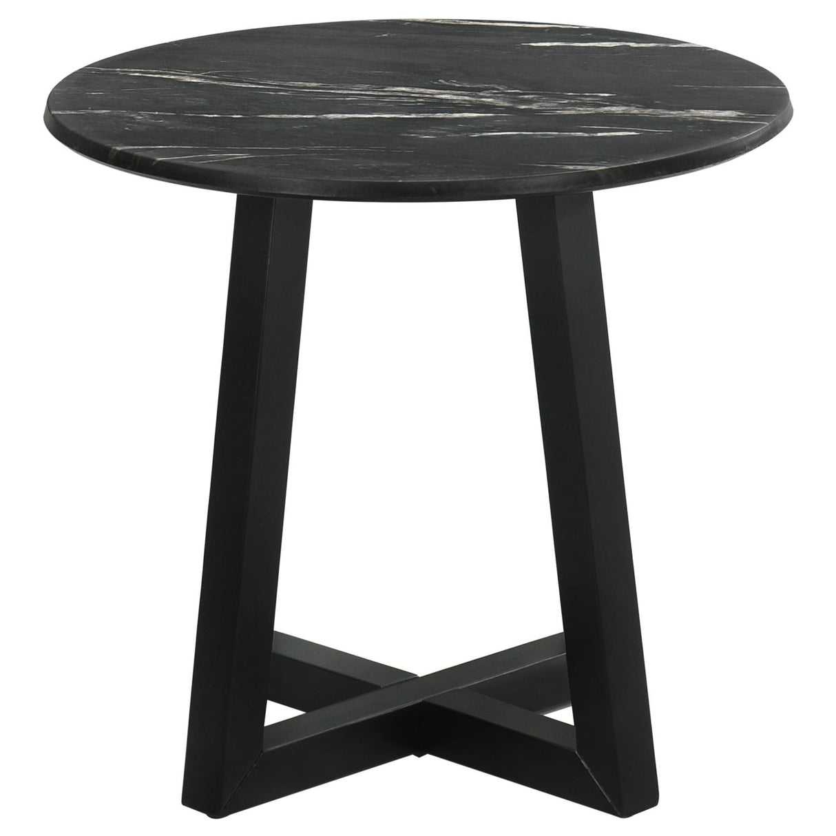 Skylark Round End Table with Marble-like Top Letizia and Light Oak from Coaster - Luna Furniture