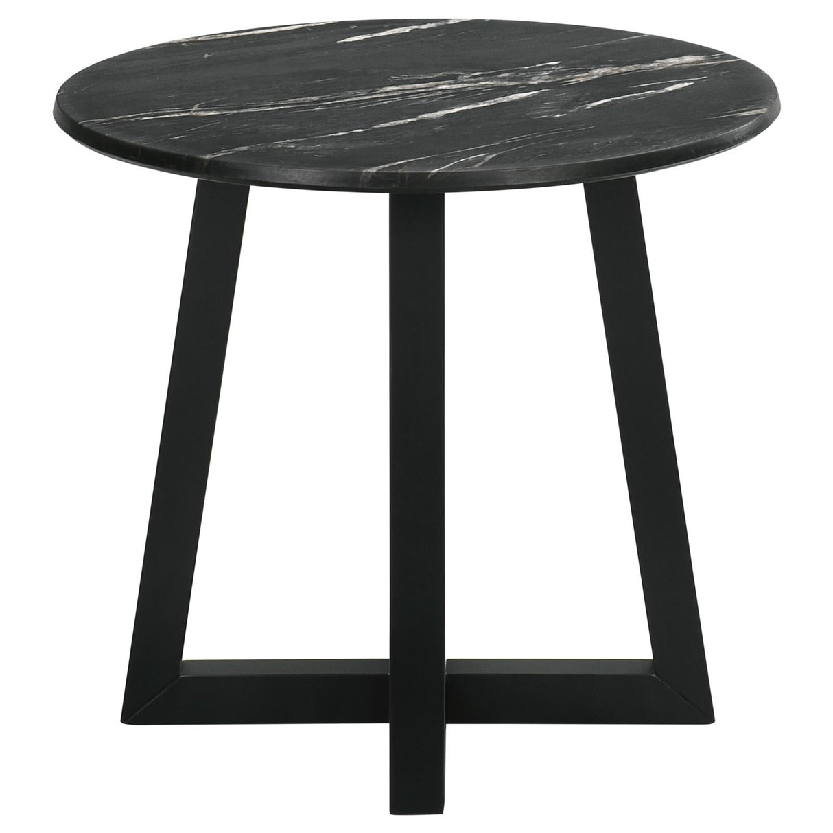 Skylark Round End Table with Marble-like Top Letizia and Light Oak from Coaster - Luna Furniture