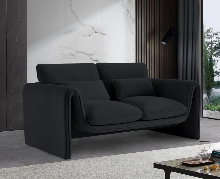 Sloan Velvet Loveseat Black from Meridian - Luna Furniture