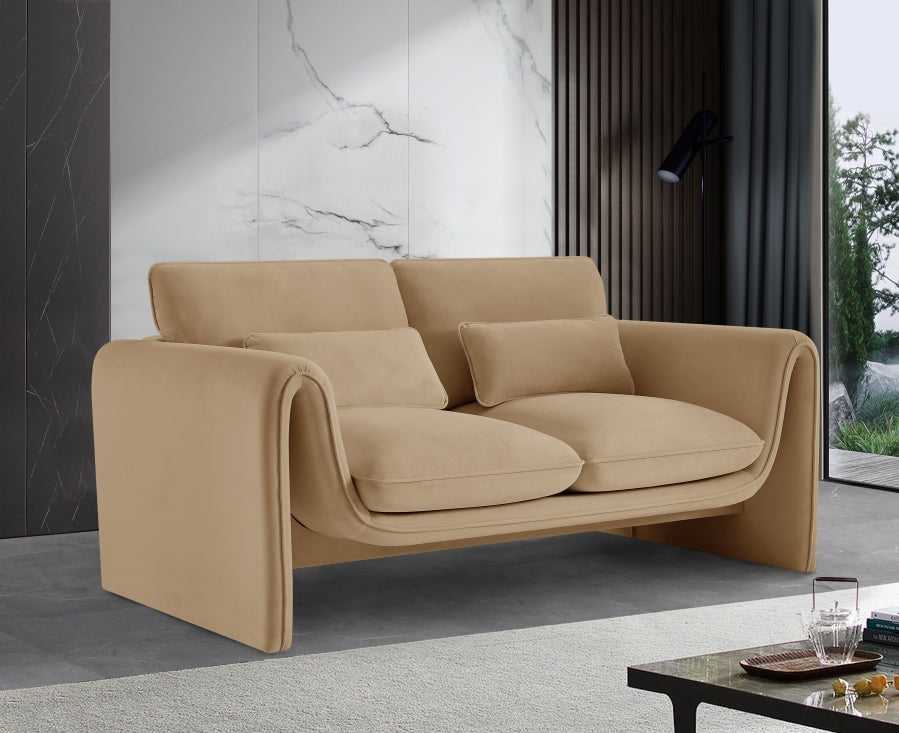 Sloan Velvet Loveseat Camel from Meridian - Luna Furniture