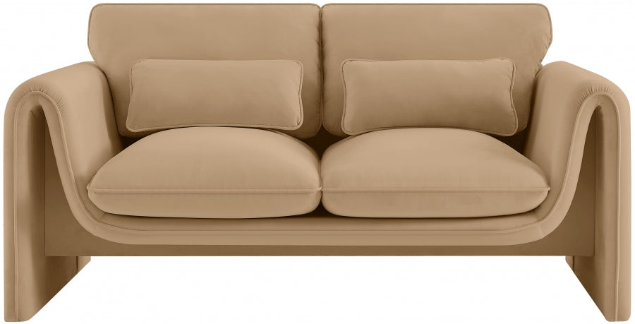 Sloan Velvet Loveseat Camel from Meridian - Luna Furniture