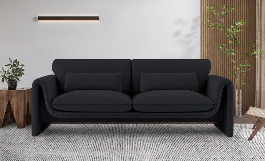 Sloan Velvet Sofa Black from Meridian - Luna Furniture