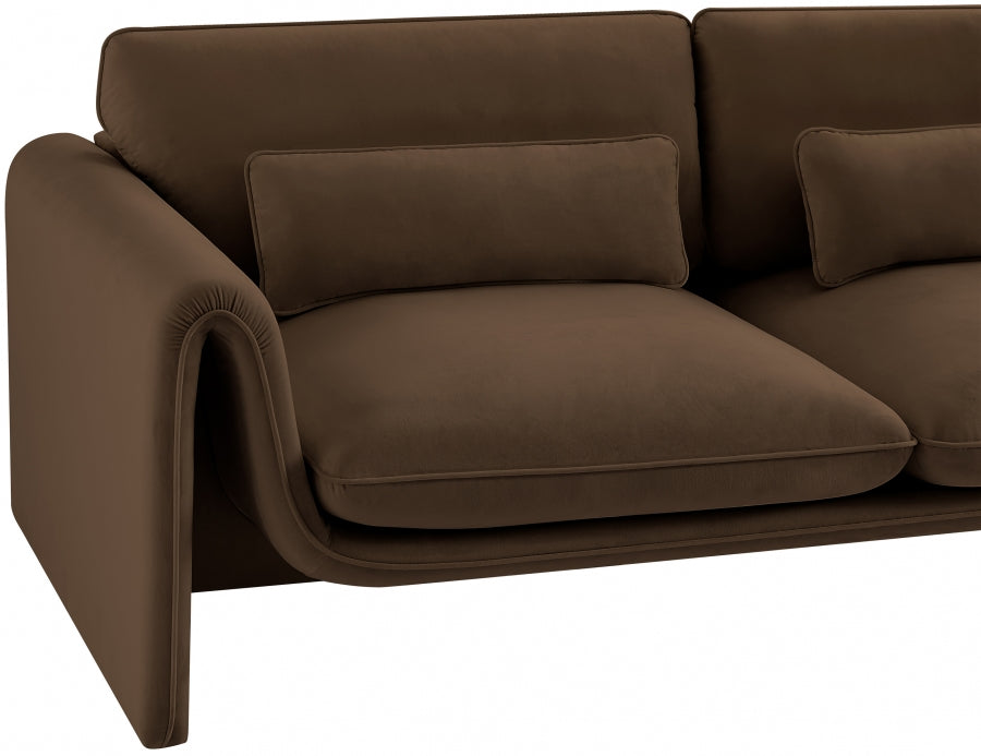 Sloan Velvet Sofa Brown from Meridian - Luna Furniture