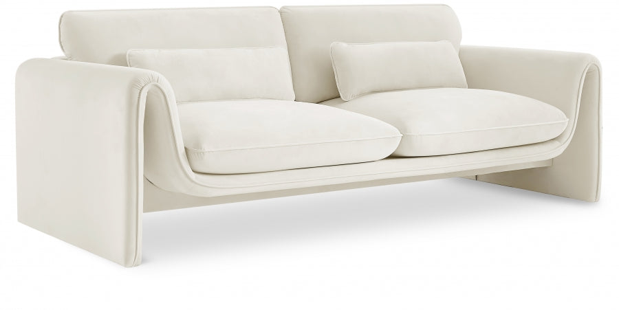 Sloan Velvet Sofa Cream from Meridian - Luna Furniture